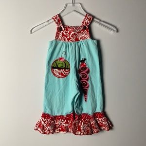 LA JENNS Christmas Ornament Romper 12M Ruffle